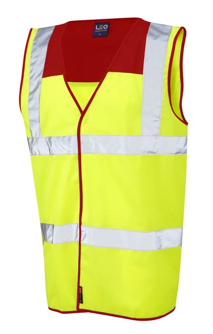 LEO WORKWEAR BRADWORTHY ISO 20471 Cl 2 Coloured Yoke Waistcoat